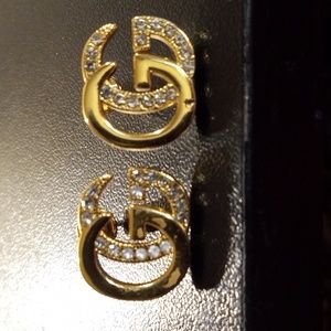 WOMEN'S GUCCI DOUBLE GG GOLD CRYSTAL EARRINGS